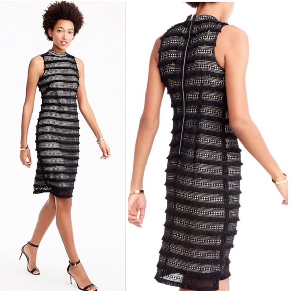 J. Crew Dresses & Skirts - J.Crew Sheath Dress in Fringy Lace Black 0